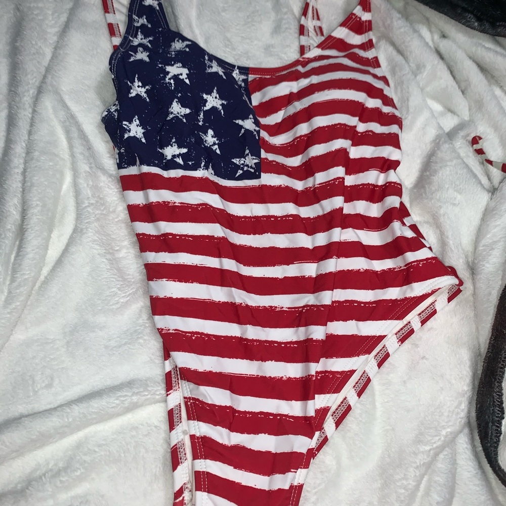American flag one piece swim suite